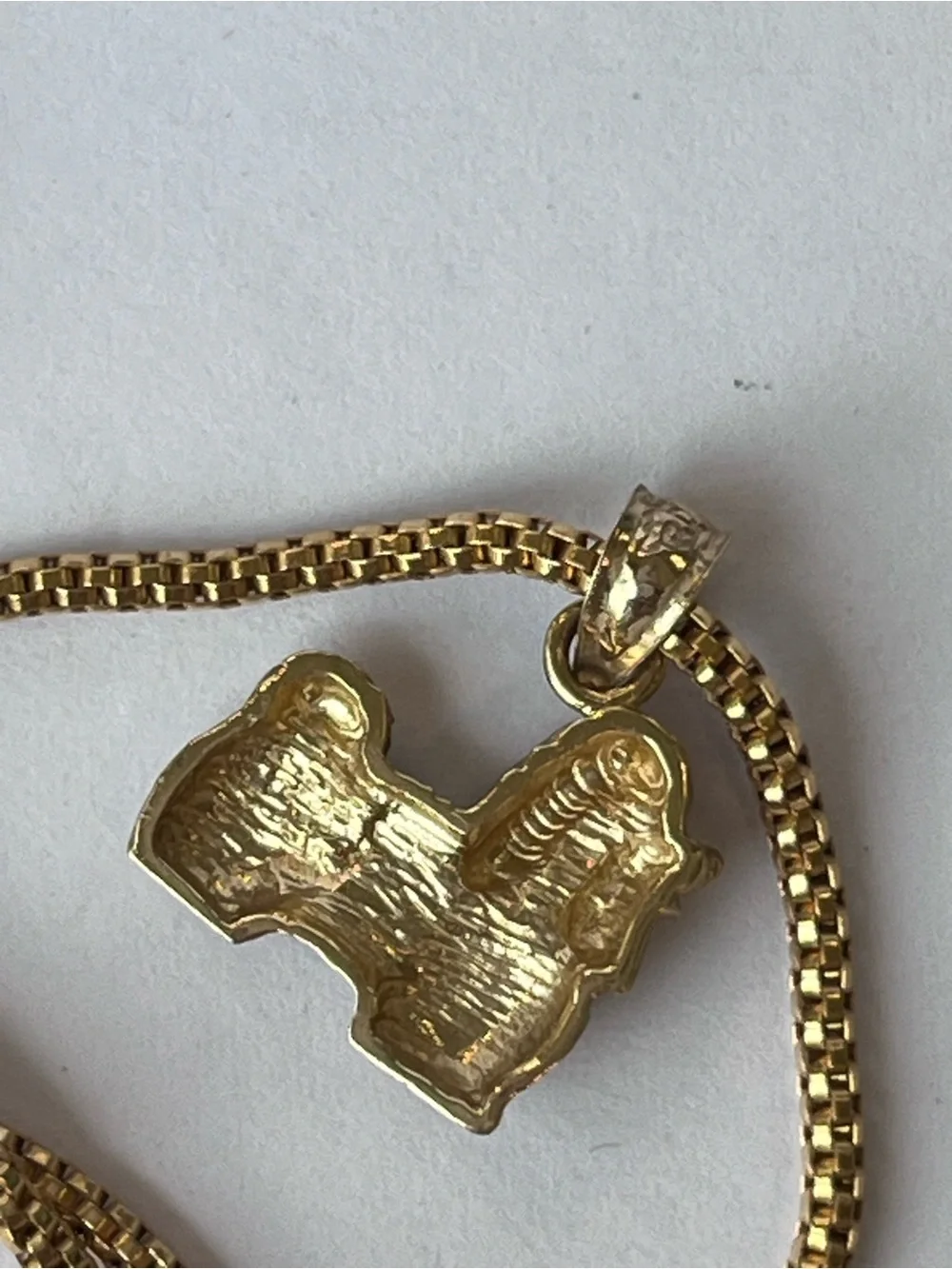 14kt Gold Shih Tzu Puppy Dog Charm on a 14kt Gold Necklace Chain